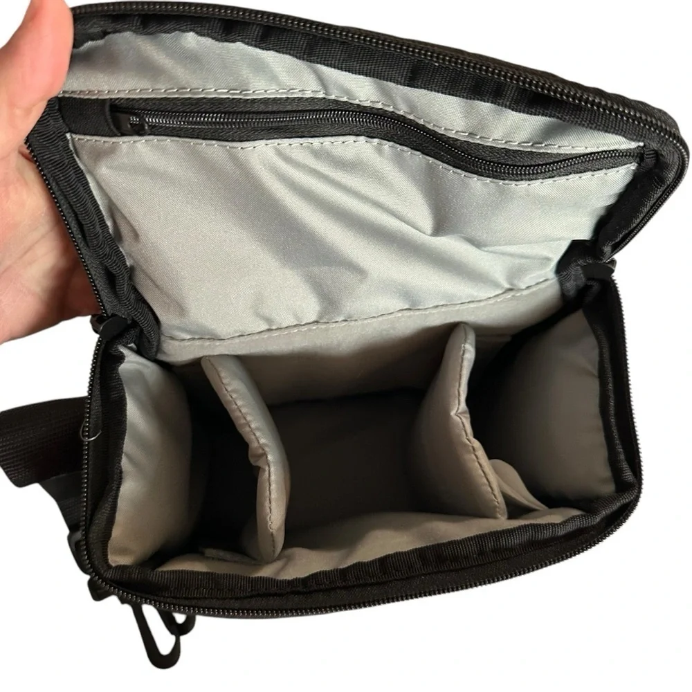 Black Camera Bag with Adjustable Strap and Durable Fabric